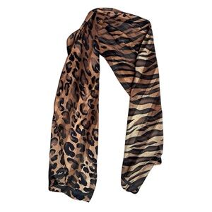 Animal print silk scarf with hand rolled edges